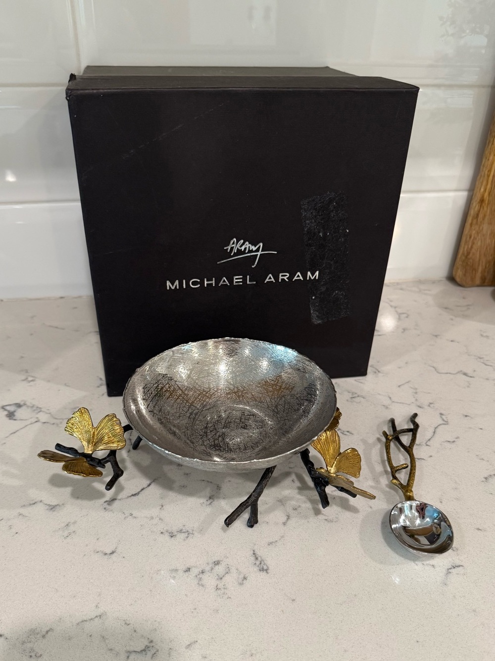 Michael Aram Butterfly Ginkgo Nut Dish with Spoon